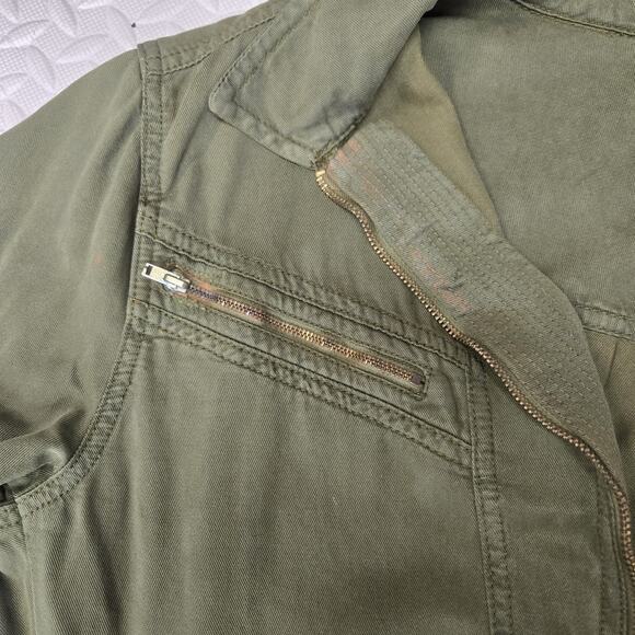 Free People Isla Jumper Womens 10 Flight Suit Aviator Olive Green Cotton Lyocel - Picture 9 of 14